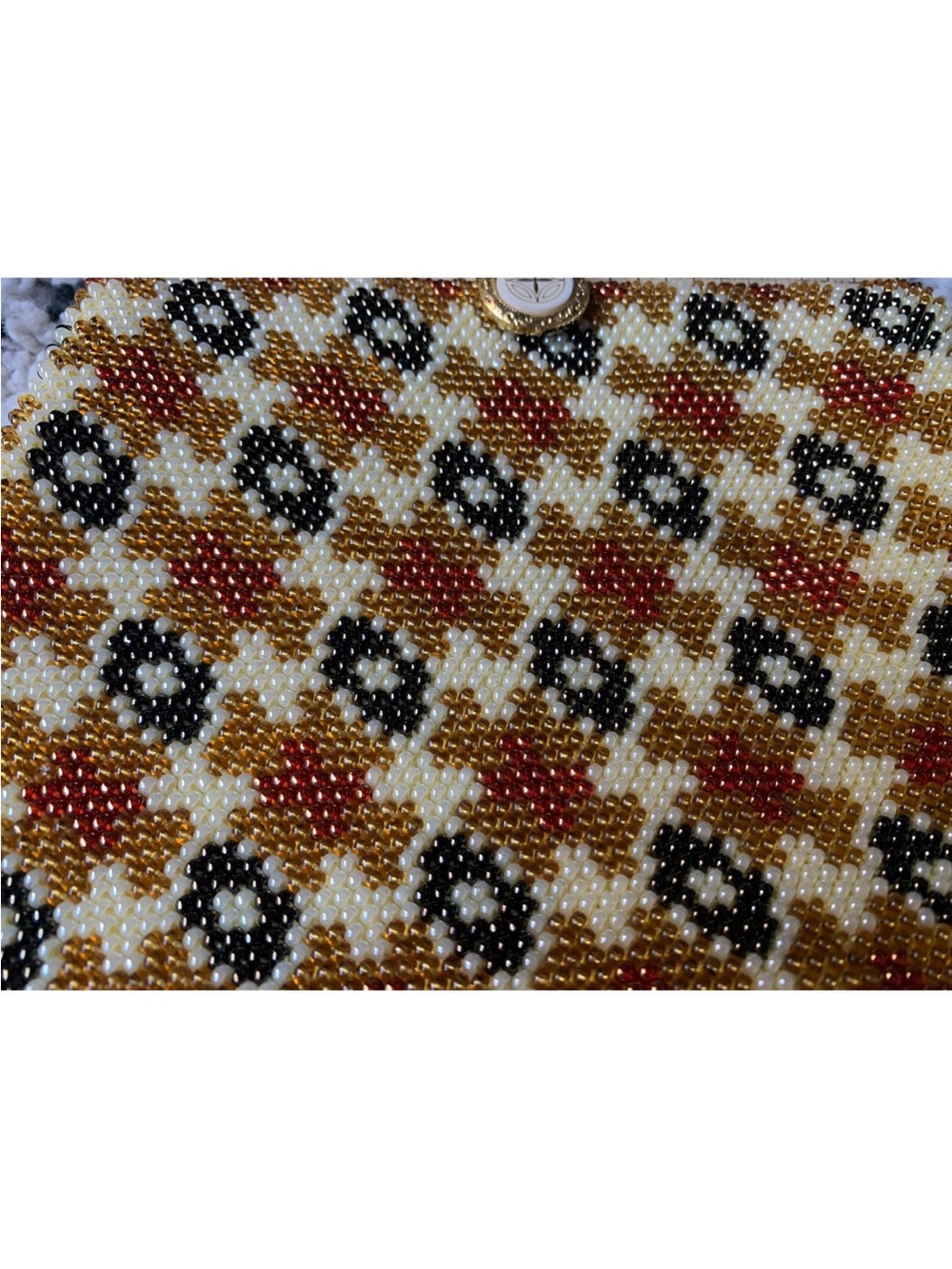 Vintage Beaded Handbag / Cocktail Purse - herringbone - Picture 4 of 9